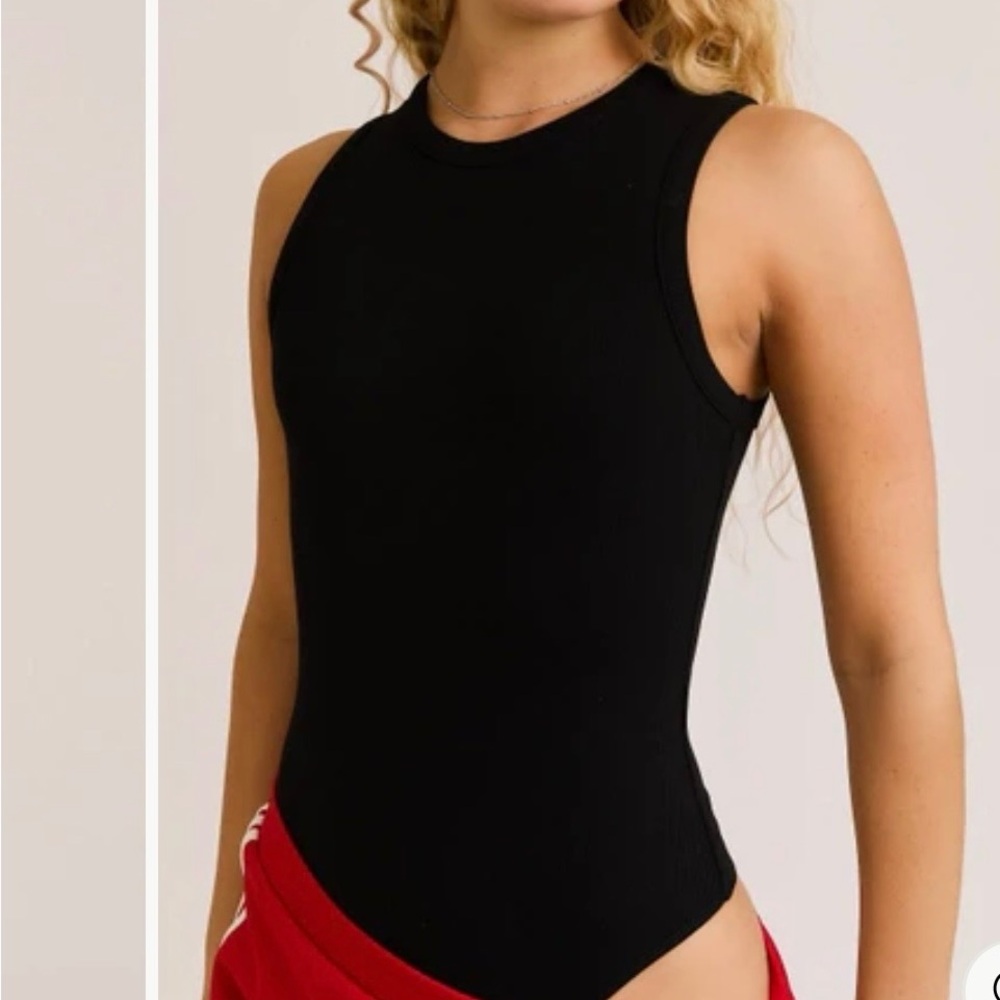 Le Lis Black Ribbed Sleeveless Bodysuit